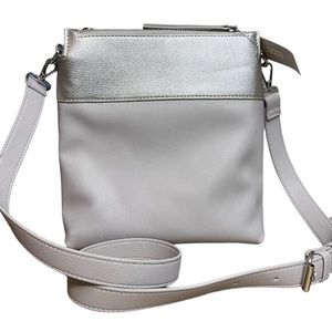 Chico’s Silver Crossbody bag with adjustable strap